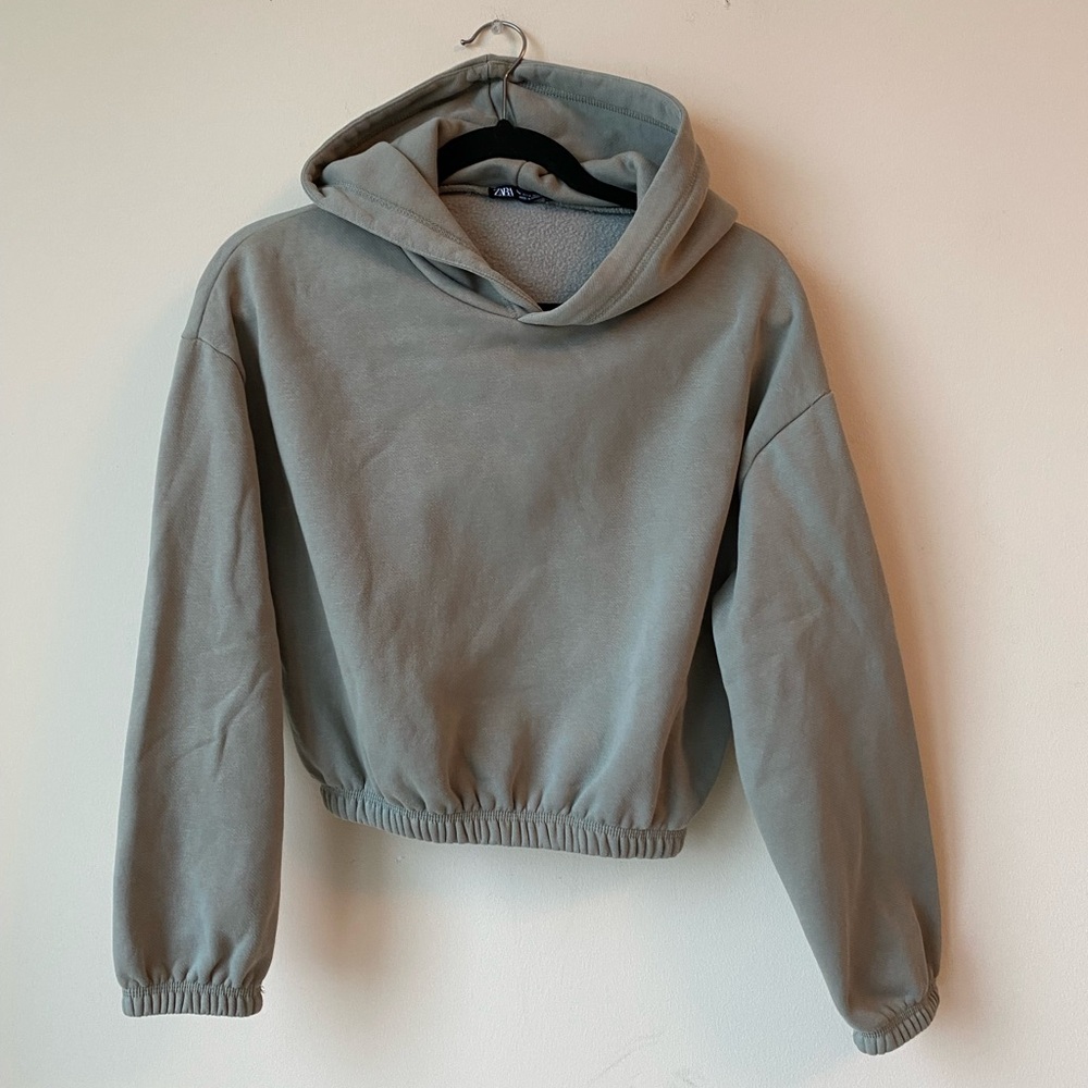 ZARA Soft Moss Green Elasticated Hoodie